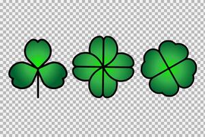 Green Shamrock clover icon for St Patrick day symbol, leprechaun leaf sign. Shamrock clover isolated, flat decorative element. vector