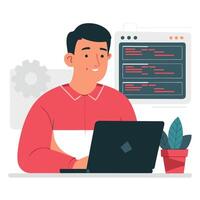 Programming Concept Illustrated with Flowchart, Diagrams, and Code Snippets vector