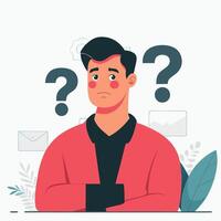 Conceptual Illustration of Thoughtful Questions and Ideas vector