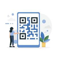 Conceptual Illustration of a QR Code for Digital Scanning vector