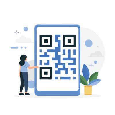 Conceptual Illustration of a QR Code for Digital Scanning