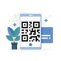 Illustration of the Concept of QR Code Verification with Smartphone vector