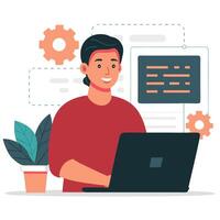Colorful Illustration Depicting Various Programming Concepts vector