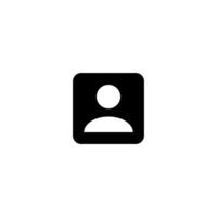 a black and white icon of a person in a square vector
