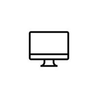 a black and white icon of a computer monitor vector