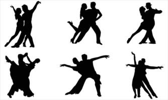 dancing couple silhouettes set in various poses vector