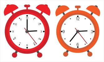 Alarm clock set in flat style. vector