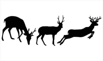 A collection of deer silhouettes showing various poses vector