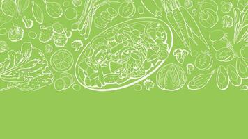 Vegetarian Meal for Vegetable Salad Template Background Top View vector