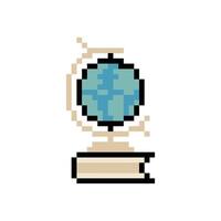 globe above books vector
