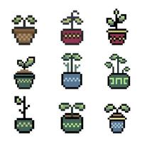 set sprout pixel style vector