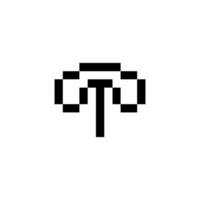 a pixelated logo with the letter t vector