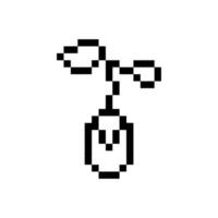 Sprout with seed pixel outline vector
