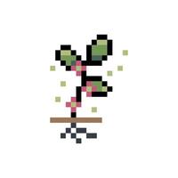 Pixel sprout on a soil vector