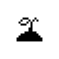 a pixel art icon of a tree on top of a hill vector