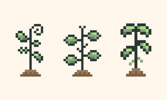 Green sprouts pixel retro design vector