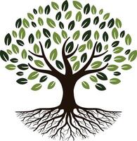 Abstract Tree of Life Logo, Oak Tree With Roots vector
