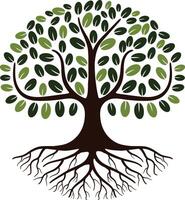 Abstract Tree of Life Logo, Tree with Roots vector