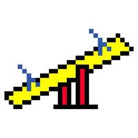 Seesaw with pixel art isolated on white background vector