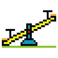 Seesaw in playground with pixel art isolated on white background vector