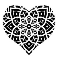 Hand drawn heart shaped silhouette with floral ornament vector