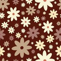 Retro Vintage boho spring floral pattern in 60s style vector