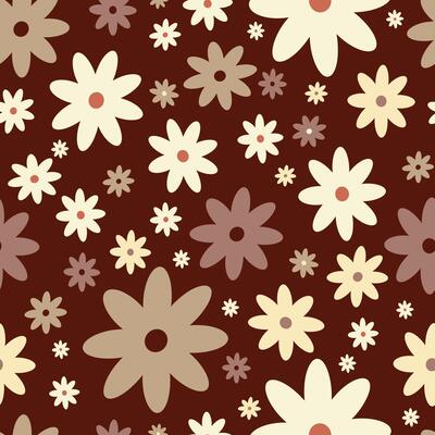 Retro Vintage boho spring floral pattern in 60s style
