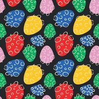 Black Easter pattern with colorful funny eggs vector