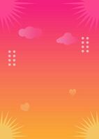 Colorful gradient background with clouds and heart shapes, perfect for creating vibrant designs, A4 size vector