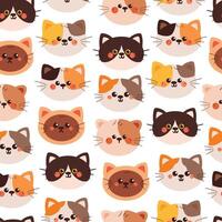 seamless pattern cute cartoon cat head with red and brown color. animal pattern for wallpaper, background and gift wrap paper vector