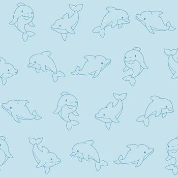 Outline Dolphin Seamless Pattern Background for Print Fabric Surface Fashion Wrapping vector