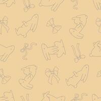 Outline Seamless Pattern of Rabbit Animal Ribbon Background for Fashion Wrapping Print Fabric vector