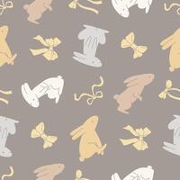 Seamless Pattern of Rabbit Animal Ribbon Background for Fashion Wrapping Print Fabric Surface vector