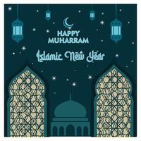 Happy Muharram, Islamic New Year, Hijri new year design with beautiful patterns. vector