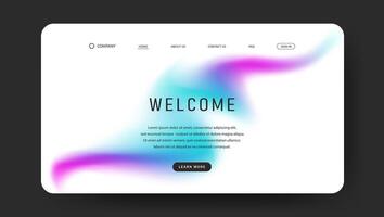 landing web page with blue and purple fluid gradient vector