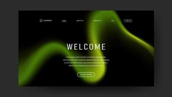 web page with green fluid gradient wave design vector