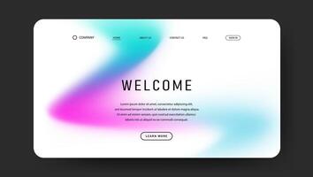 landing web page with blue and purple gradient wave design vector