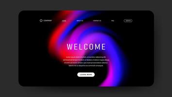 landing web page with futuristic fluid gradient design vector