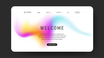 landing web page with colorful fluid gradient wave design vector