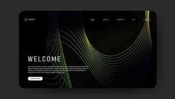 yellow and green line art wave for web page design vector