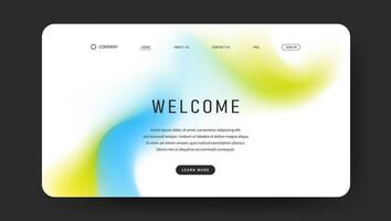 landing web page with abstract fluid gradient background design vector