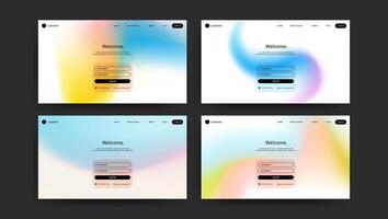abstract fluid gradient background in set for landing web page vector
