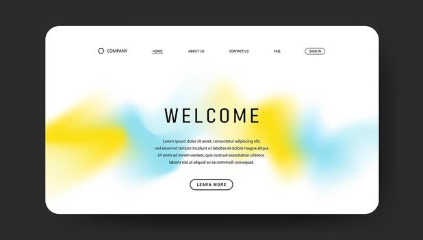 blue and yellow abstract gradient wave for landing page vector