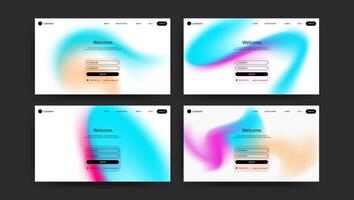 web page set with abstract fluid gradient design vector