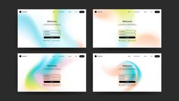 landing web page set with abstract fluid gradient wave vector