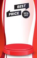 best sale discount portait template banner with blank space 3d podium for product sale with abstract gradient background design vector