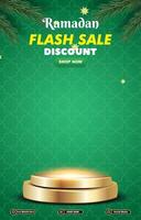 ramadan flash sale discount template banner with 3d podium for product sale with abstract background design vector