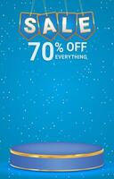 sale discount template banner with 3d podium for product sale with abstract gradient blue background design vector