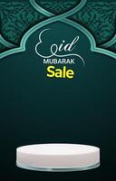 eid sale discount portait template banner with blank space 3d podium for product sale with abstract background design vector