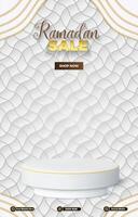 ramadan sale template banner with 3d podium for product sale with abstract background design vector